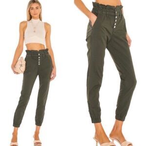 NWT Veronica Beard Jeans Tedi Elastic Tapered New Army Green Paperbag Pants 28/6